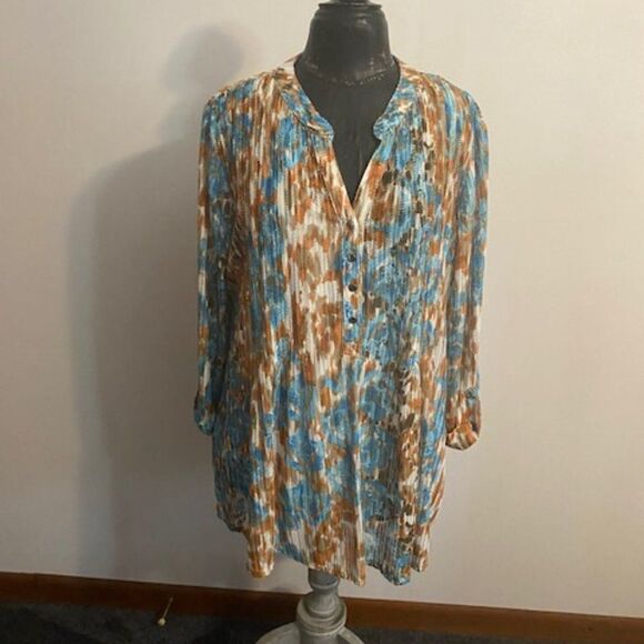 New Directions Tealmur-tume roll tab cinch sleeves, size 2x - Picture 2 of 4